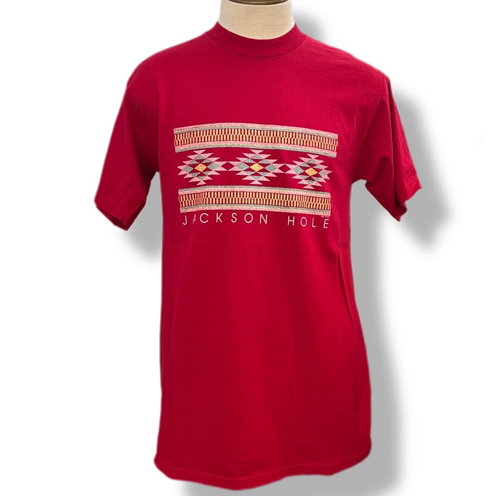 Vintage 90s Jackson Hole Wyoming Tribal Art Single Stitch Jerzees T Shirt LARGE
